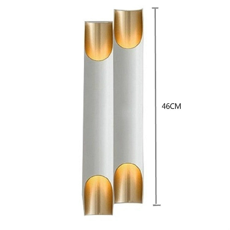 warm light Modern Wall Lamp LED Aluminum Alloy Pipe Lighting, Style:Double-tube Black