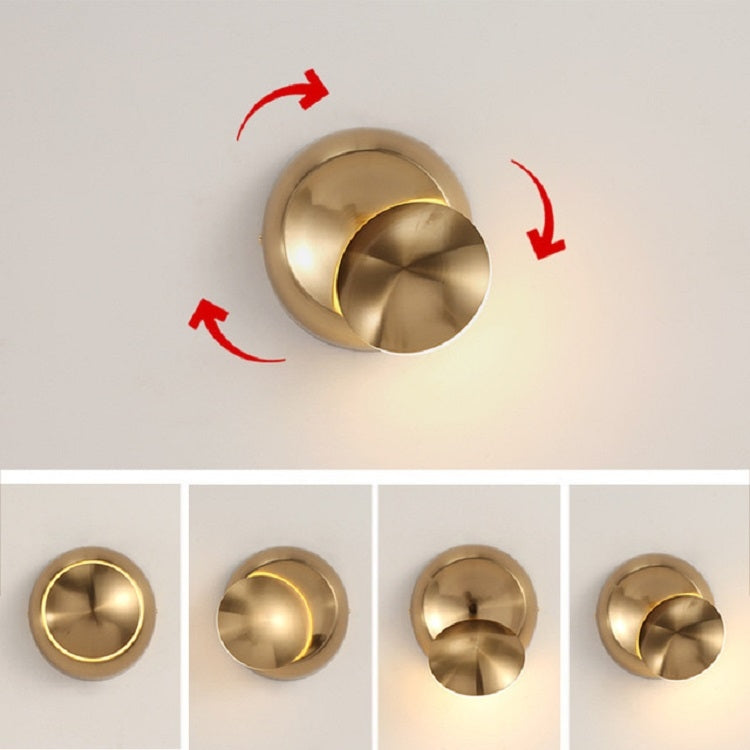 Rotating Wall Round Bedside Staircase Indoor Corridor Wall Lamp(Gold)
