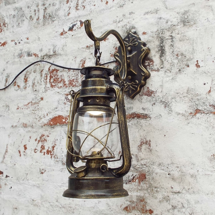 Vintage Kerosene Wrought Iron Decoration Lamp Restaurant Corridor Wall Light(Green Bronze)
