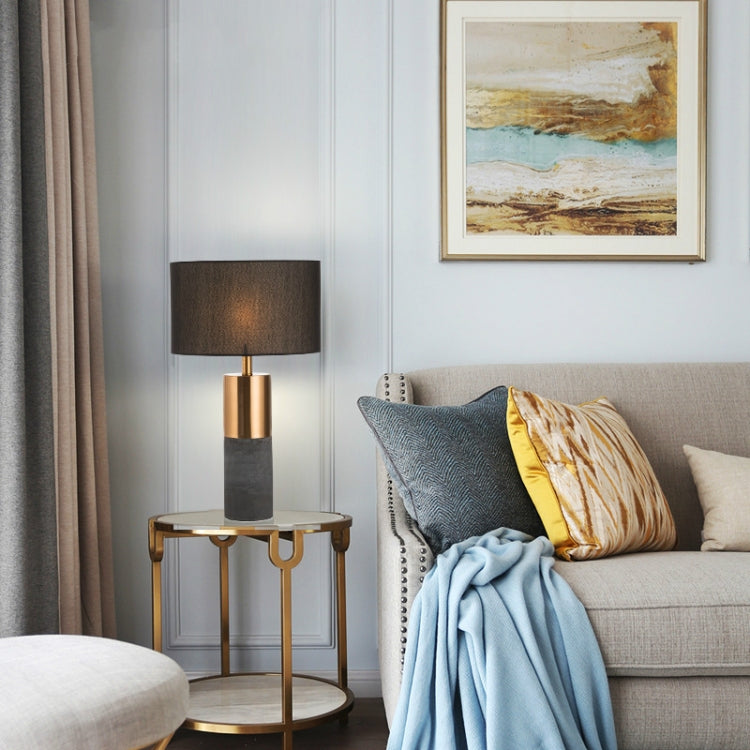 Fabric Lampshade Cement Base LED Desk Lamp