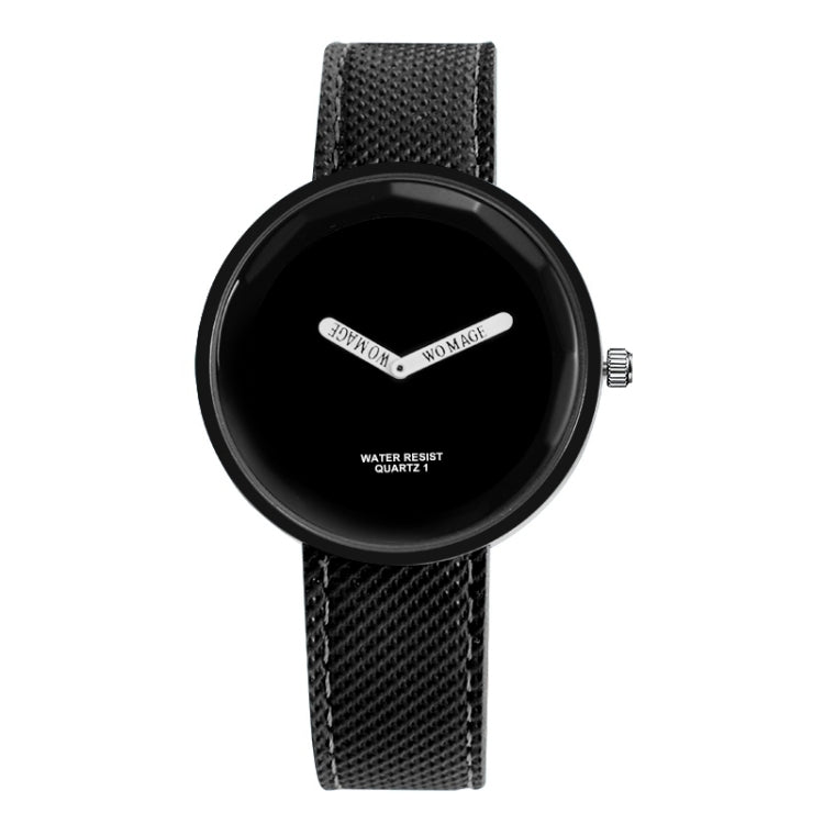 Simple Style Round Dial Matte Leather Strap Quartz Watch for Men / Women