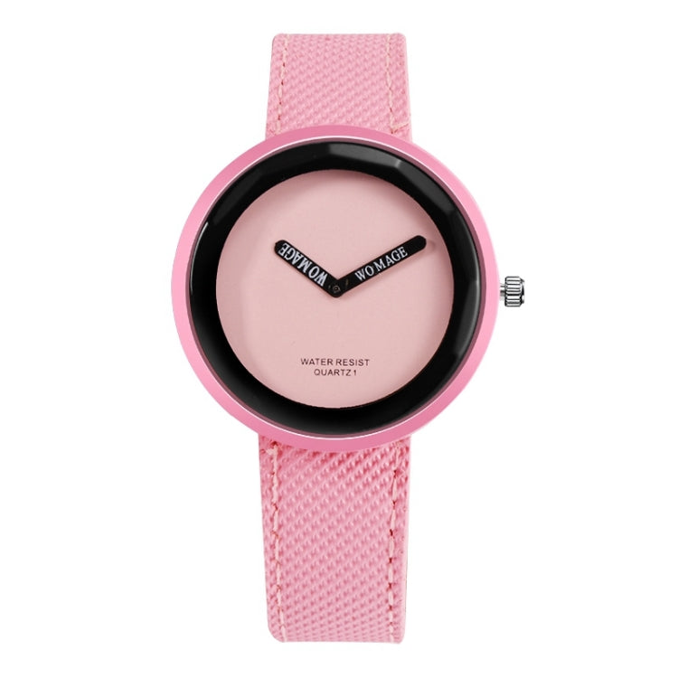 Simple Style Round Dial Matte Leather Strap Quartz Watch for Men / Women