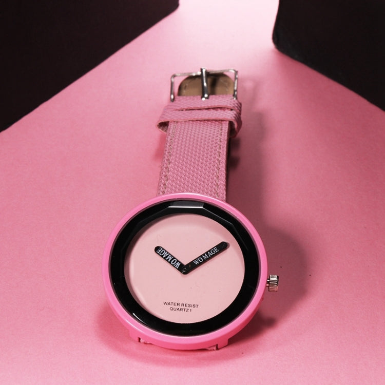 Simple Style Round Dial Matte Leather Strap Quartz Watch for Men / Women
