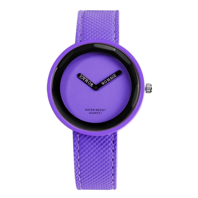 Simple Style Round Dial Matte Leather Strap Quartz Watch for Men / Women