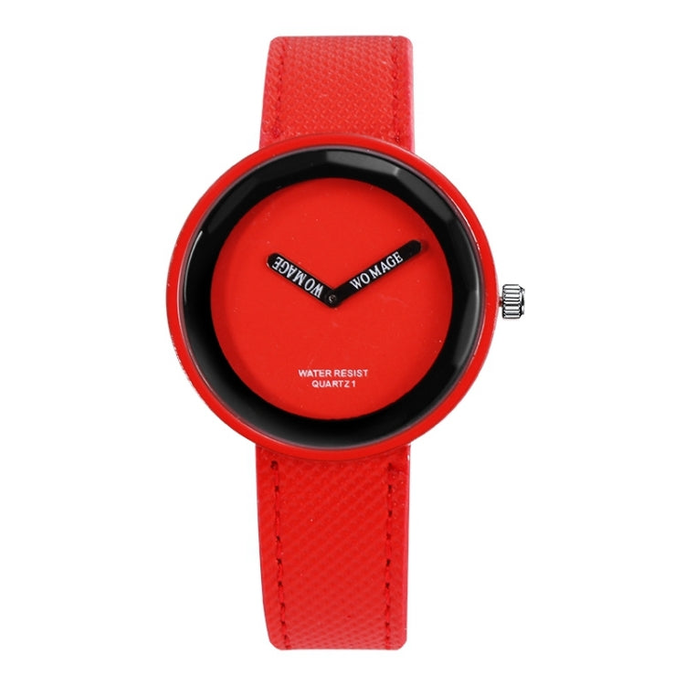 Simple Style Round Dial Matte Leather Strap Quartz Watch for Men / Women