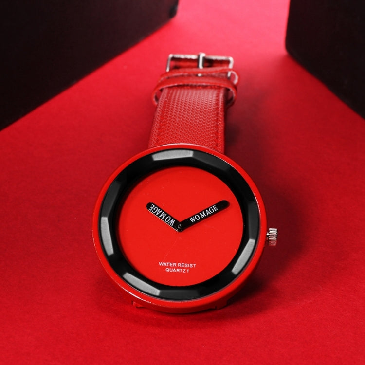Simple Style Round Dial Matte Leather Strap Quartz Watch for Men / Women