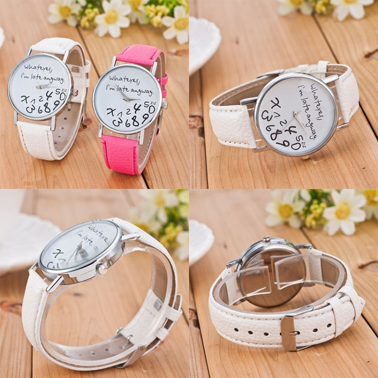 2 PCS Alphabet Number Pattern Leather Strap Watch