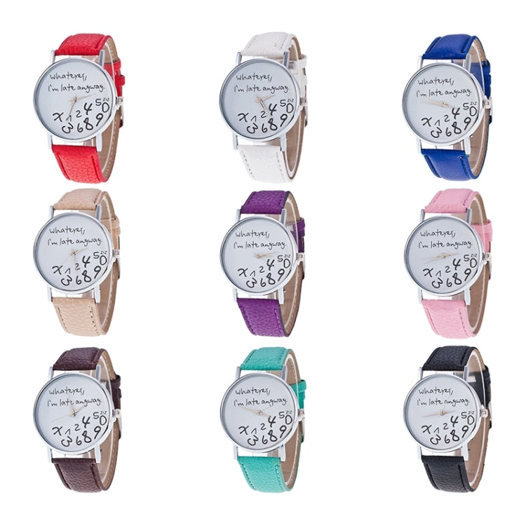 2 PCS Alphabet Number Pattern Leather Strap Watch