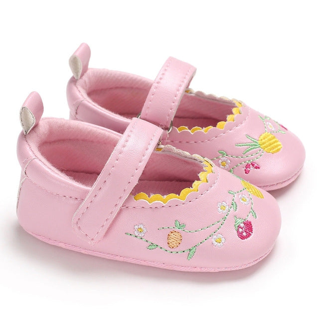 Newborn Infant Baby Girls Pretty Lovely Floral Print Hook Soft Sole Baby Shoes
