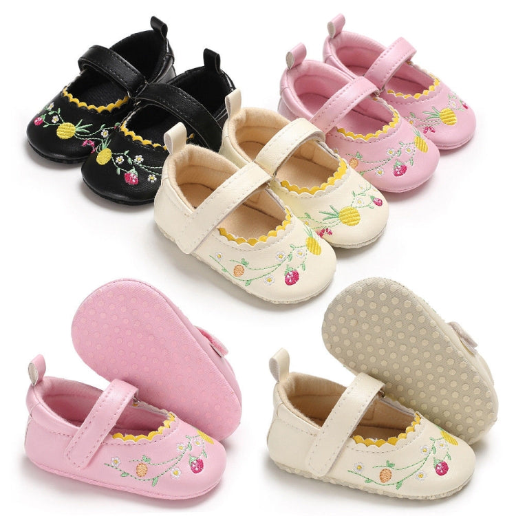 Newborn Infant Baby Girls Pretty Lovely Floral Print Hook Soft Sole Baby Shoes(Black)