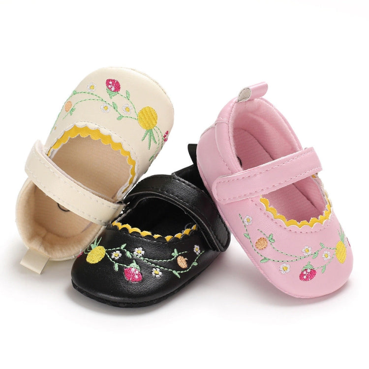 Newborn Infant Baby Girls Pretty Lovely Floral Print Hook Soft Sole Baby Shoes(Black)