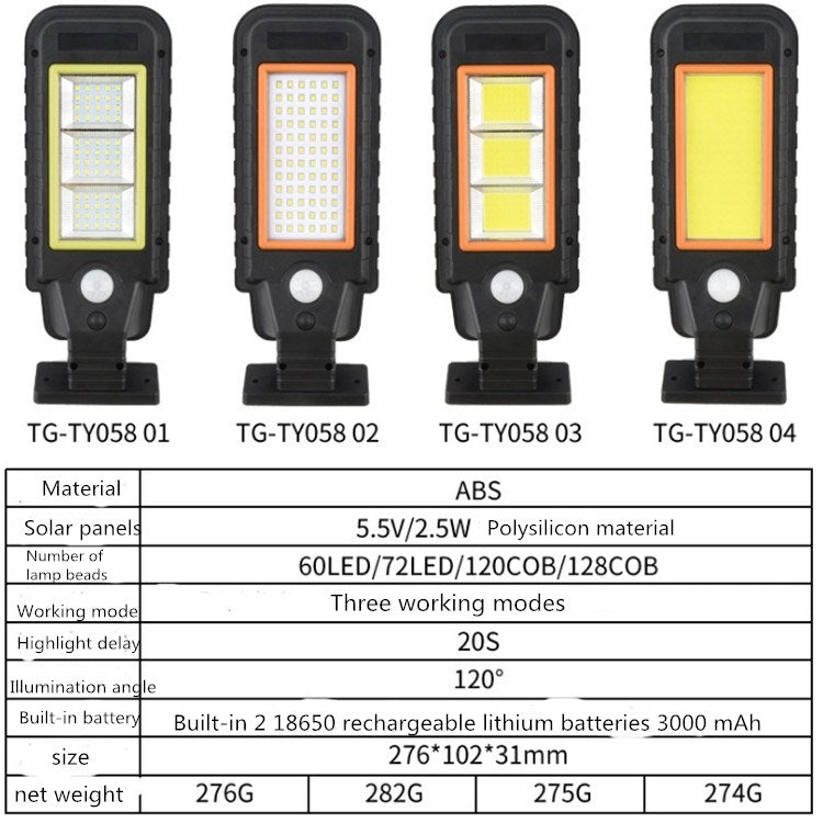 120 COB Solar Lamp Body Induction Wall Lamp LED Outdoor Waterproof Lighting Street Lamp
