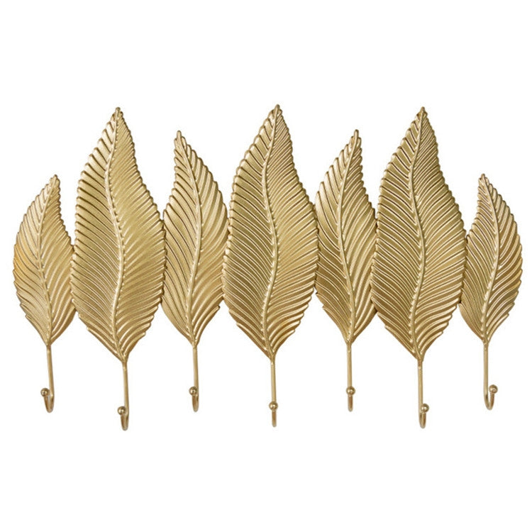 Living Room Creative Golden Leaf Hook Porch Hanging Wall Decoration Mural Pendant, Style:7 Rows