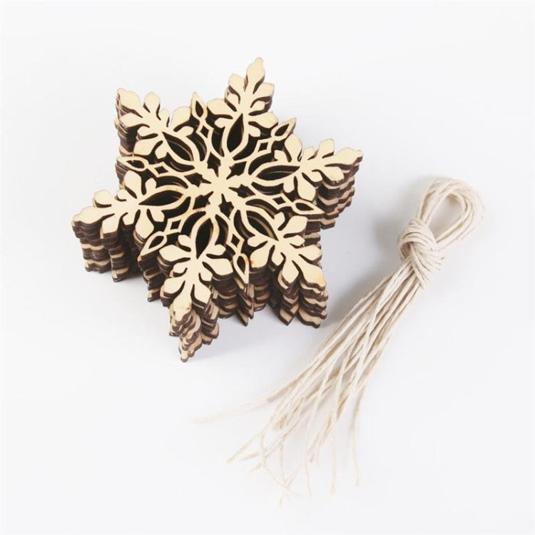 20 PCS Merry Christmas Snowflake Christmas Tree Wooden Ornaments