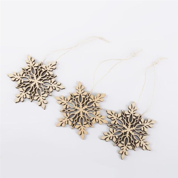 20 PCS Merry Christmas Snowflake Christmas Tree Wooden Ornaments