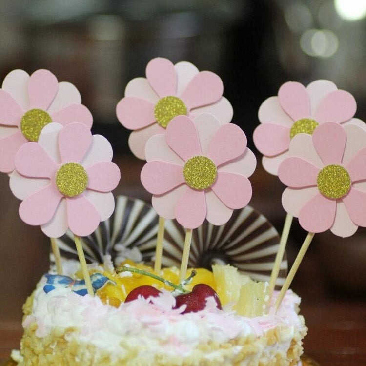 2 Pack Pink Small Flower Toothpick Insert Cake Decoration Accessories