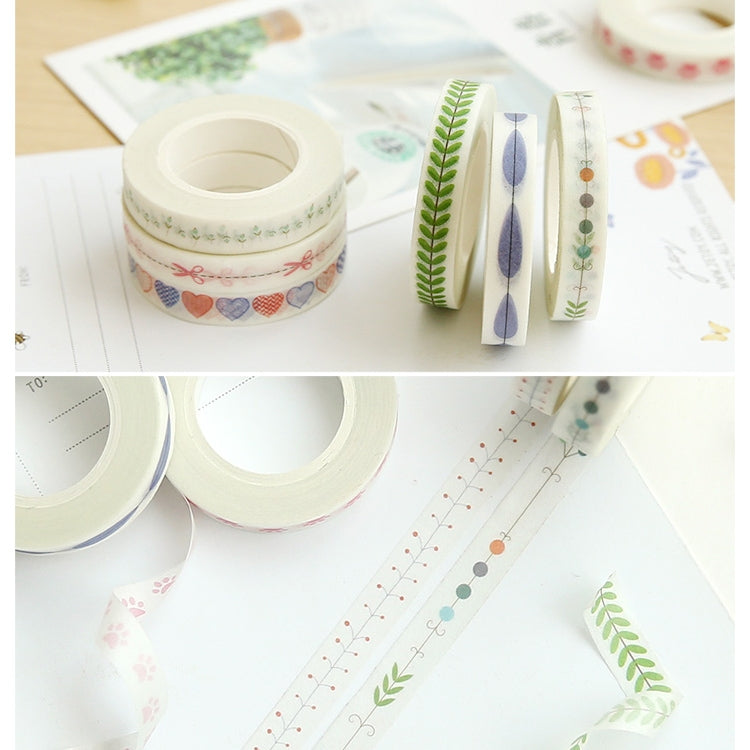 3 Rolls Thin Section Line Paper Tape Hand Book Border Decorative Fresh Narrow Sticker
