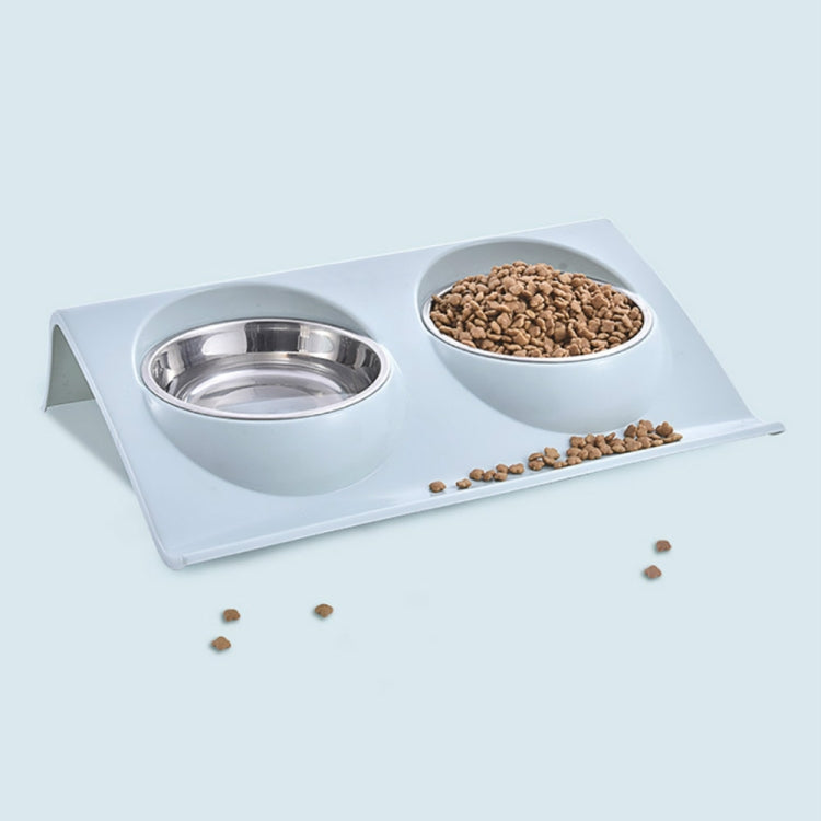 Stainless Steel Pet Bowl Slope Plastic Anti-skid Anti-splash Food Feeder, Size:S