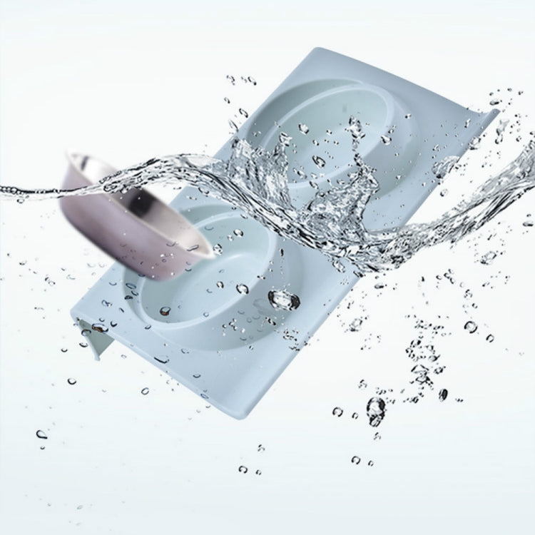 Stainless Steel Pet Bowl Slope Plastic Anti-skid Anti-splash Food Feeder, Size:S