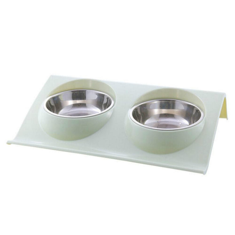 Stainless Steel Pet Bowl Slope Plastic Anti-skid Anti-splash Food Feeder, Size:S