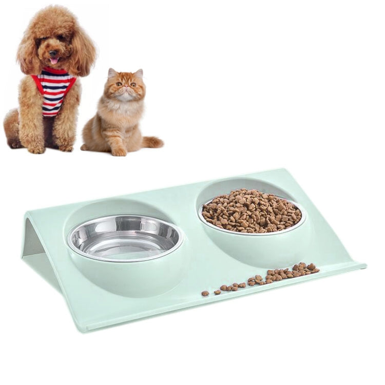 Stainless Steel Pet Bowl Slope Plastic Anti-skid Anti-splash Food Feeder, Size:L