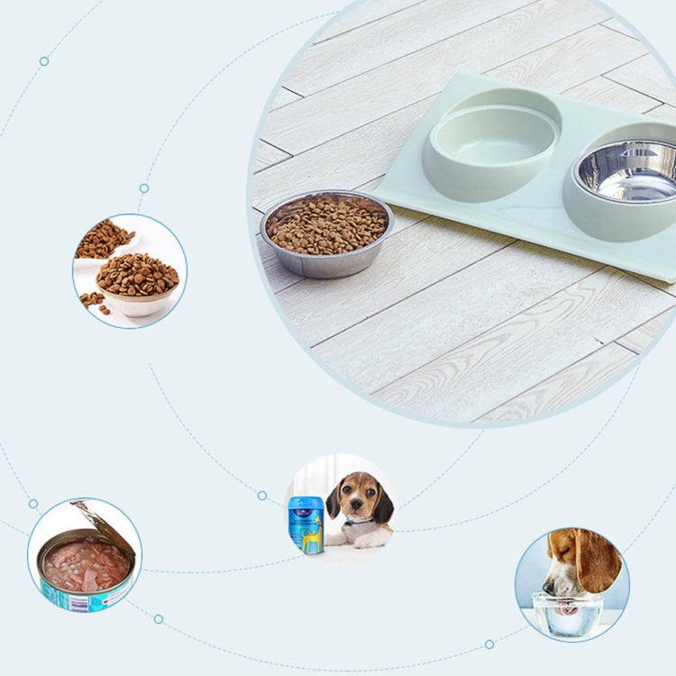 Stainless Steel Pet Bowl Slope Plastic Anti-skid Anti-splash Food Feeder, Size:L