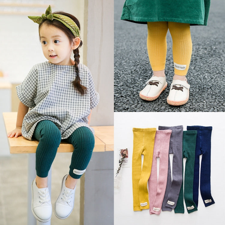 Cropped Cotton Vertical Striped Leggings Children Tight Pantyhose, Size:105cm