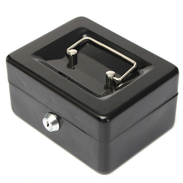 Stainless Steel Portable Mini Cash Box Can Be Locked for Home Office