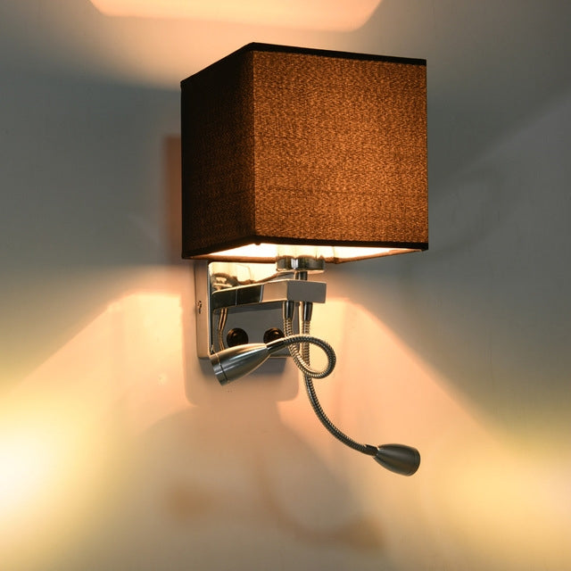 Creative Minimalist Living Room Bedroom Bedside Lamp Hotel Reading Lamp, Lampshade Color:Double Tube Black