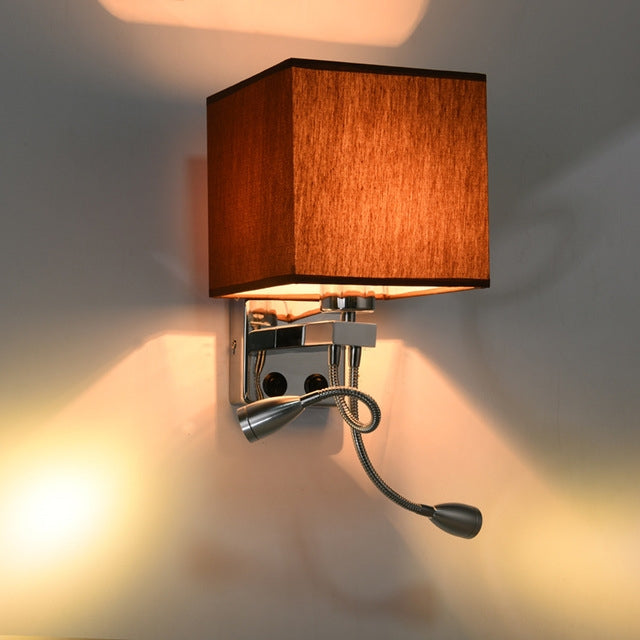 Creative Minimalist Living Room Bedroom Bedside Lamp Hotel Reading Lamp, Lampshade Color:Double Tube Coffee