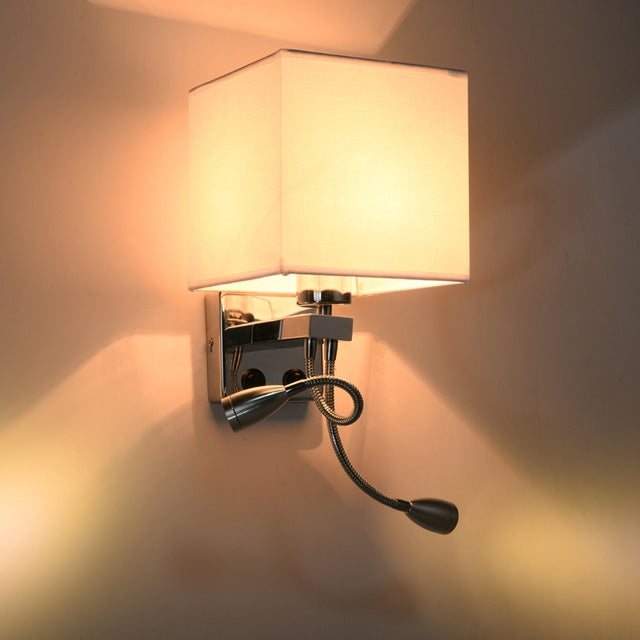 Creative Minimalist Living Room Bedroom Bedside Lamp Hotel Reading Lamp, Lampshade Color:Double Tube White