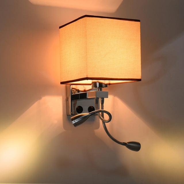 Creative Minimalist Living Room Bedroom Bedside Lamp Hotel Reading Lamp, Lampshade Color:Double Tube  linen