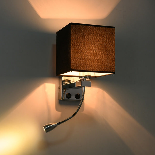Creative Minimalist Living Room Bedroom Bedside Lamp Hotel Reading Lamp, Lampshade Color:Single Tube Black