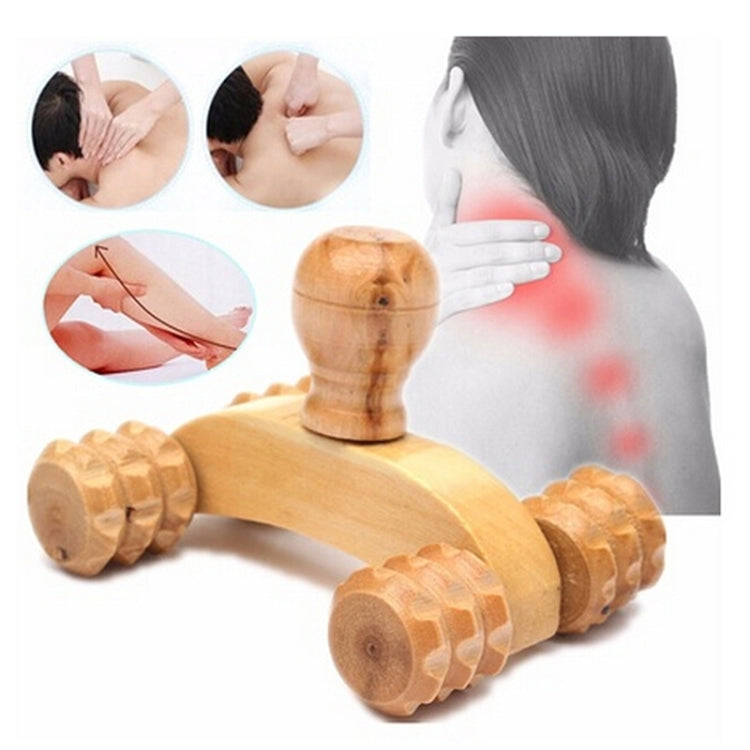 10 PCS Wooden Massage Hand Push Small Four-wheel Body Massage Supplies