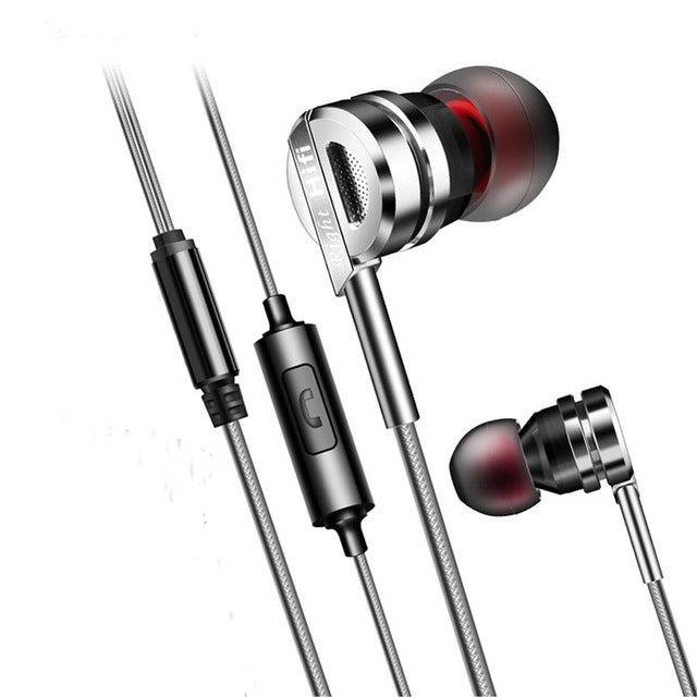 Earphone Headphones D05 Metal Stereo Headset with Mic Earphones Noise Cancelling auriculares Earbud for phone Xiaomi Music(Silver Grey)