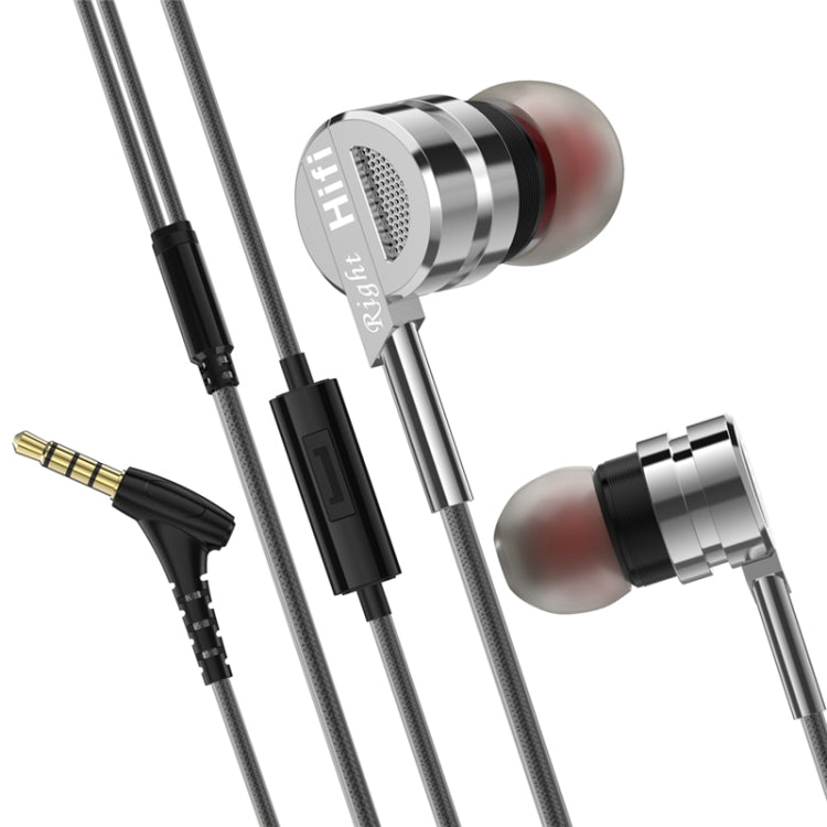 Earphone Headphones D05 Metal Stereo Headset with Mic Earphones Noise Cancelling auriculares Earbud for phone Xiaomi Music(Silver Grey)