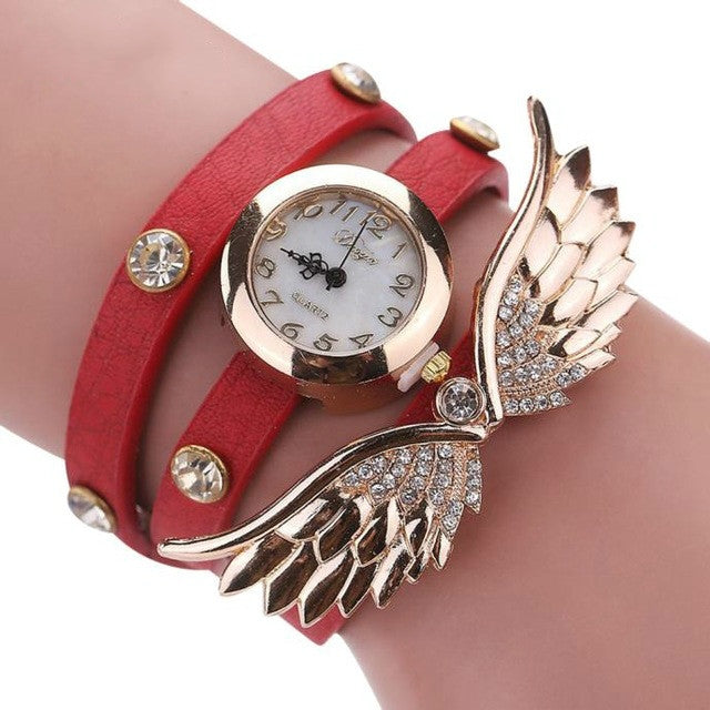 Large Wings Diamond Circle Bracelet Quartz Watch