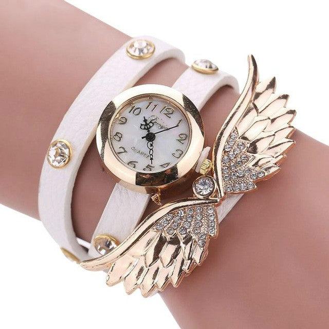 Large Wings Diamond Circle Bracelet Quartz Watch