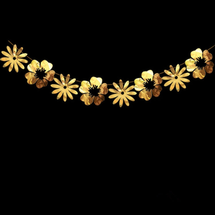 Hollow Flowers Leaves Wall Applique String Decoration Wedding Birthday Party Holiday Decoration, Style:Section B Solid Flower