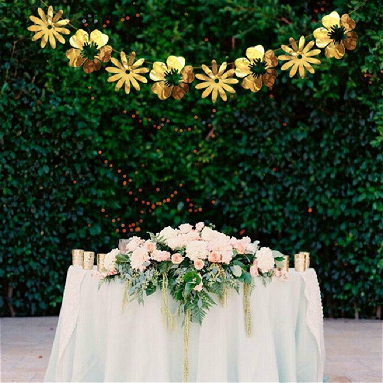 Hollow Flowers Leaves Wall Applique String Decoration Wedding Birthday Party Holiday Decoration, Style:Section C Hollow Flower