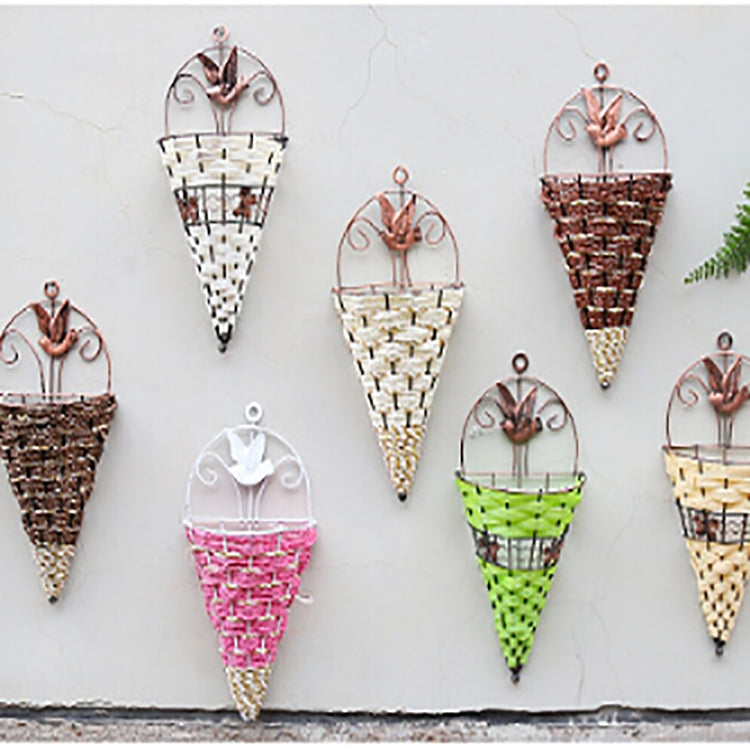 Wall Wicker Hanging Rttan Vase Basket Farm Decoration, Random Color Delivery