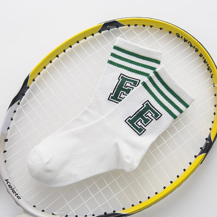 Striped Letter Print  Sporty Short Socks Tube Socks, Size:One Size