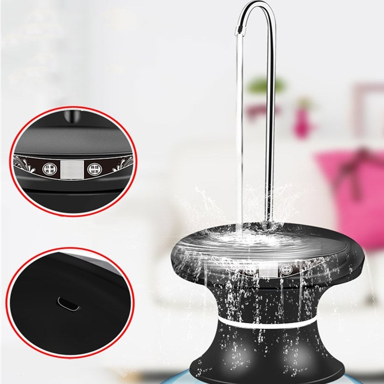 Tray Bucket Water Pump USB Rechargeable Wireless Electric Mineral Water Bucket Automatic Water Dispenser(Black)