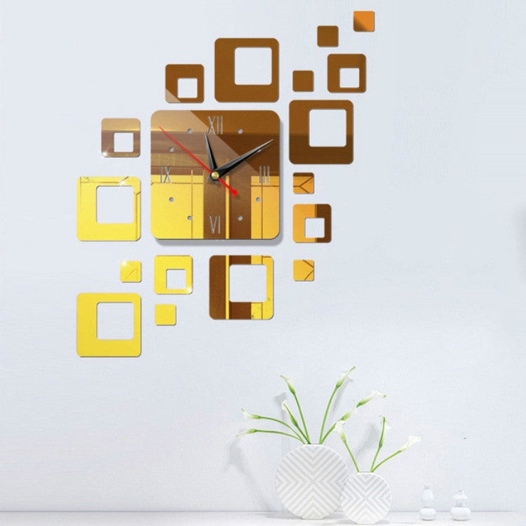 Home Mirror Surface Sticker Home Office Decorative Mirrors 3D Stereo Clock Acrylic Mirror Clock Block Combination Clock