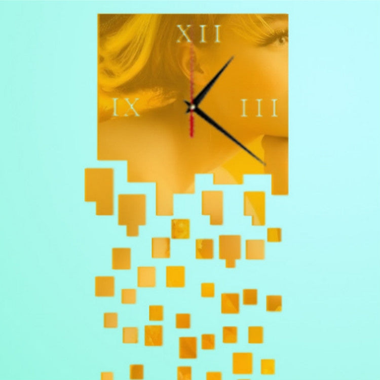 Mirror Clock Personality Wall Clock Three-dimensional Wall Decoration Mosaic Wall Clock