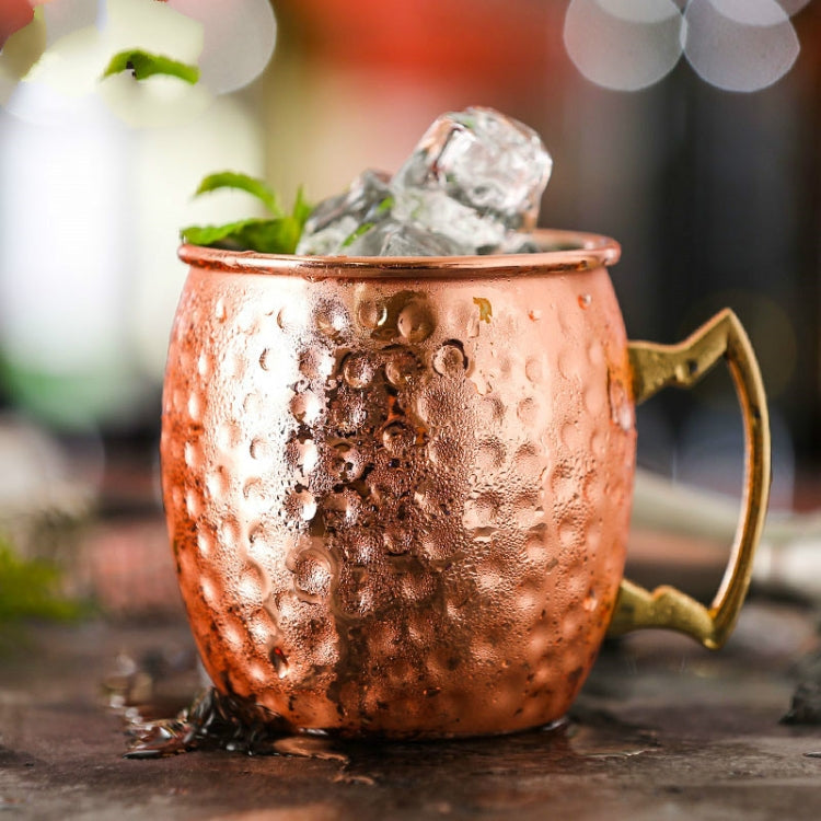 2 PCS Copper Plating Stainless Steel Mug Cocktail Glass Beer Mug Stainless Steel, Style:Hammer point
