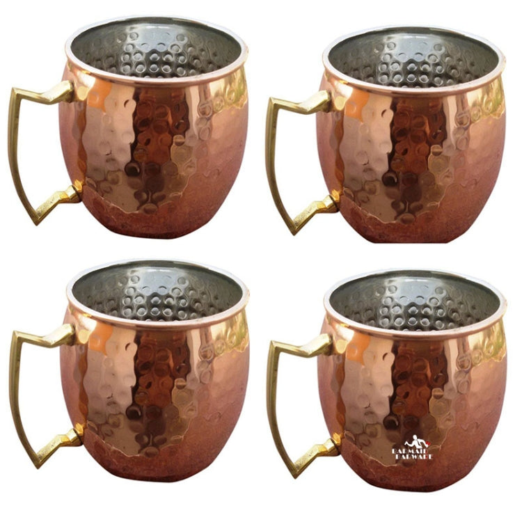 2 PCS Copper Plating Stainless Steel Mug Cocktail Glass Beer Mug Stainless Steel, Style:Hammer point