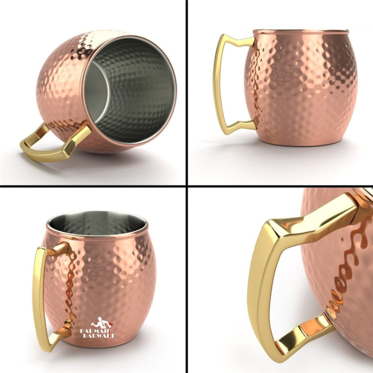 2 PCS Copper Plating Stainless Steel Mug Cocktail Glass Beer Mug Stainless Steel, Style:Hammer point