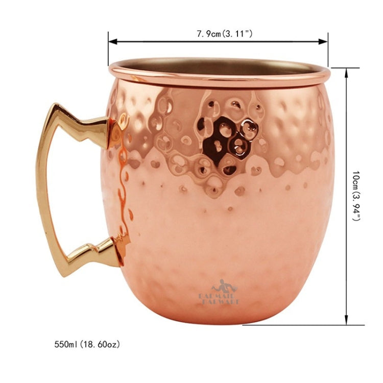 2 PCS Copper Plating Stainless Steel Mug Cocktail Glass Beer Mug Stainless Steel, Style:Hammer point