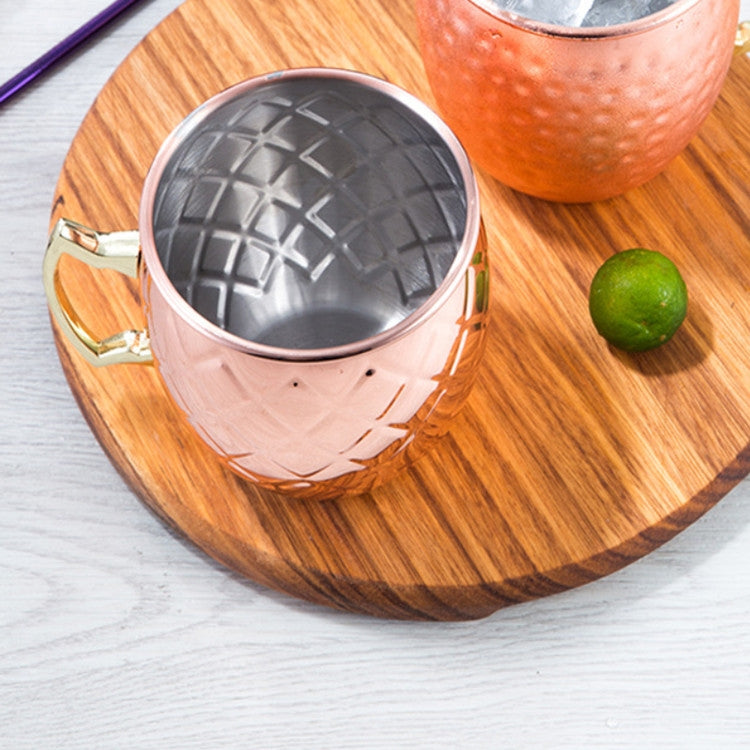 2 PCS Copper Plating Stainless Steel Mug Cocktail Glass Beer Mug Rose Gold, Style:Netting